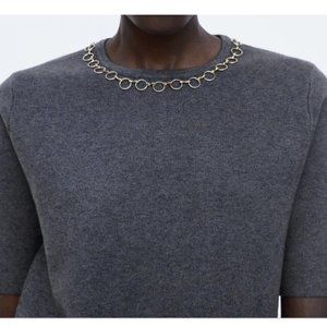 NWT ZARA Chain Link Detail Short Sleeve Top